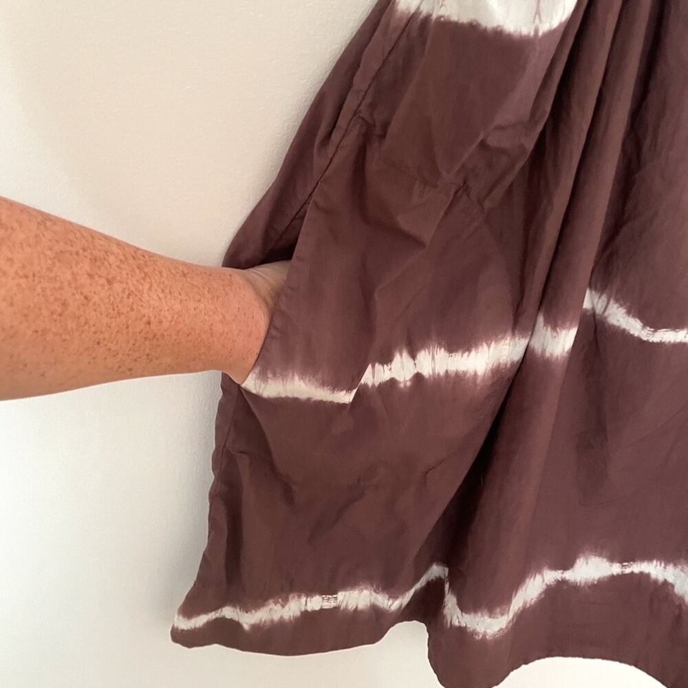 Anthropologie Othilia Bissa Tie-Dye Swing Dress Brown MotifSz M - Picture 4 of 5